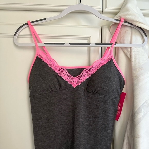 Xhilaration Tops - babydoll cami tank with pink lace trim